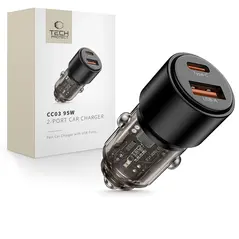 Ładowarka samochodowa Tech-Protect CC03 2-port Car Charger USB-A, USB-C PD 95W / QC 3.0 Black