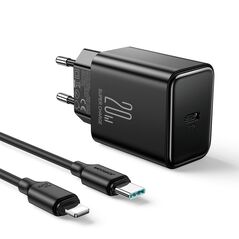 Ładowarka sieciowa Joyroom JR-TCF06 USB-C 20W PD + kabel USB-C/Lightning czarna