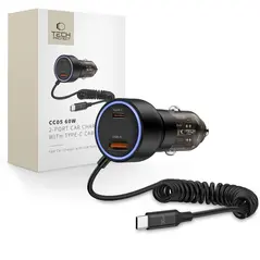 Ładowarka samochodowa Tech-Protect CC05 2-port Car Charger USB-A, USB-C PD 60W + USB-C Cable Black
