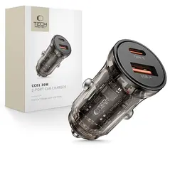 Ładowarka samochodowa Tech-Protect CC01 2-port Car Charger USB-A, USB-C PD 30W / QC 3.0 Black