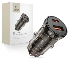 Ładowarka samochodowa Tech-Protect CC01 2-port Car Charger USB-A, USB-C PD 45W / QC 3.0 Black