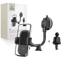 Uchwyt samochodowy na kokpit / szybę Tech-Protect V8 Universal Long Arm Dashboard & Windshield Car Mount Black