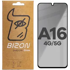 Prywatyzujące szkło hartowane Bizon Glass Edge Shadow do Samsung Galaxy A16 4G/5G przyciemniane z czarną ramką