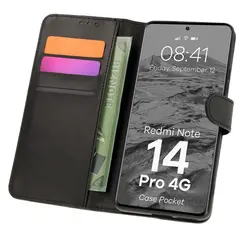 Etui z klapką Bizon Case Pocket do Xiaomi Redmi Note 14 Pro 4G czarne