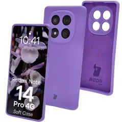 Silikonowe etui Bizon Soft Case do Xiaomi Redmi Note 14 Pro 4G fioletowe