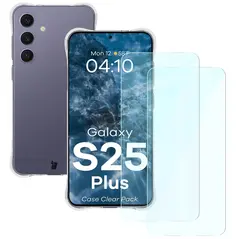 Etui + 2x szkło na ekran Bizon Case Clear Pack do Samsung Galaxy S25+ Plus przezroczyste