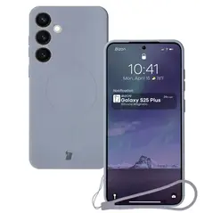 Silikonowe etui z pierścieniem magnetycznym Bizon Case Silicone Magnetic do Samsung Galaxy S25+ Plus / S24+ Plus szare