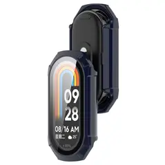 Etui ze szkłem do zegarka Bizon Case+Glass Watch do Xiaomi Smart Band 9 niebieskie