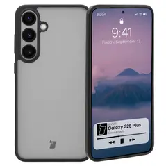 Etui Bizon Case Angelo do Samsung Galaxy S25 Plus przydymione z czarną ramką