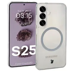 Etui z pierścieniem magnetycznym Bizon Case CrystalO do Samsung Galaxy S25 przezroczyste