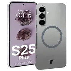 Etui z pierścieniem magnetycznym Bizon Case CrystalO do Samsung Galaxy S25+ Plus przezroczyste