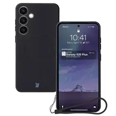 Silikonowe etui z pierścieniem magnetycznym Bizon Case Silicone Magnetic do Samsung Galaxy S25+ Plus / S24+ Plus czarne
