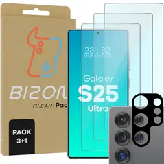 3x szkło na ekran + 1x na aparat Bizon Clear 2 Pack do Samsung Galaxy S25 Ultra