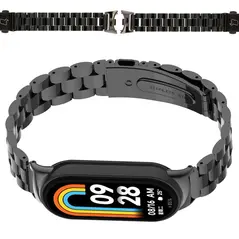 Pasek ze stali nierdzewnej Bizon Strap Watch Aura do Xiaomi Smart Band 9 / 9 NFC / 8 czarny
