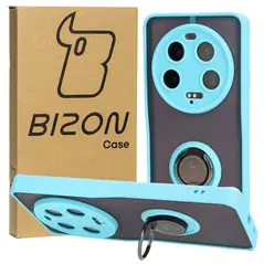 Etui z uchwytem na palec Bizon Case Hybrid Ring do Xiaomi 13 Ultra przydymione z jasnoniebieską ramką