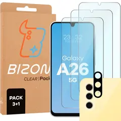 3x szkło na ekran + 1x na aparat BIZON Clear 2 Pack do Samsung Galaxy A26 5G