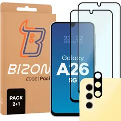 2x szkło na ekran + 1x na aparat Bizon Edge 2 Pack do Samsung Galaxy A26 5G