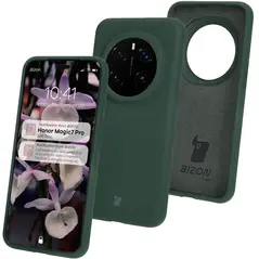 Silikonowe etui Bizon Soft Case do Honor Magic7 Pro ciemnozielone
