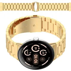 Pasek ze stali nierdzewnej Bizon Strap Watch Aura do Google Pixel Watch 3 / 2 / 1 41 mm złoty