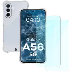 Etui + 2x szkło na ekran Bizon Case Clear Pack do Samsung Galaxy A56 5G przezroczyste