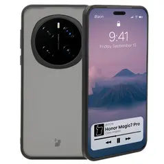 Etui Bizon Case Angelo do Honor Magic7 Pro przydymione z czarną ramką