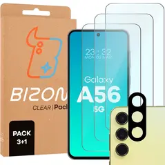 3x szkło na ekran + 1x na aparat BIZON Clear 2 Pack do Samsung Galaxy A56 5G