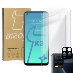Szkło hartowane Bizon Glass Clear - 3 szt. + obiektyw Realme 8 / 8 Pro