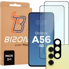 2x szkło na ekran + 1x na aparat Bizon Edge 2 Pack do Samsung Galaxy A56 5G