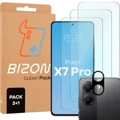 3x szkło na ekran + 1x szkło na aparat Bizon Glass Clear 2 Pack do Xiaomi POCO X7 Pro