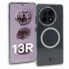 Etui z pierścieniem magnetycznym Bizon Case CrystalO do OnePlus 13R przezroczyste