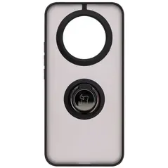 Etui z uchwytem na palec Bizon Case Hybrid Ring do Realme 14 Pro Plus 5G przydymione z czarną ramką