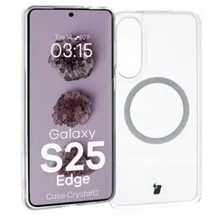 Etui z pierścieniem magnetycznym Bizon Case CrystalO do Samsung Galaxy S25 Edge przezroczyste