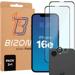 2x szkło na ekran + 1x szkło na aparat Bizon Edge 2 Pack do Apple iPhone 16e