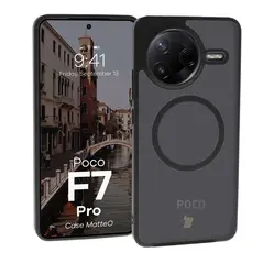 Etui z pierścieniem magnetycznym Bizon Case MatteO do Xiaomi Poco F7 Pro przydymione-czarne