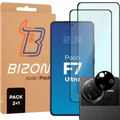 2x szkło na ekran + 1x na aparat Bizon Edge 2 Pack do Xiaomi Poco F7 Ultra