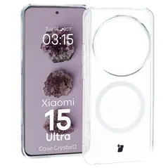 Etui z pierścieniem magnetycznym Bizon Case CrystalO do Xiaomi 15 Ultra przezroczyste