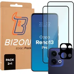 2x szkło na ekran + 1x szkło na aparat Bizon Edge 2 Pack do Oppo Reno13
