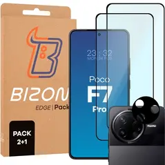 2x szkło na ekran + 1x na aparat Bizon Edge 2 Pack do Xiaomi Poco F7 Pro