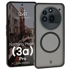 Etui z pierścieniem magnetycznym Bizon Case MatteO do Nothing Phone (3a) Pro przydymione-czarne