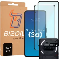 2x szkło na ekran + 1x na aparat Bizon Edge 2 Pack do Nothing Phone (3a)