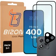 2x szkło na ekran + 1x na aparat Bizon Edge 2 Pack do Honor 400 Lite 5G