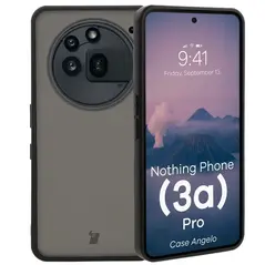 Etui Bizon Case Angelo do Nothing Phone (3a) Pro przydymione z czarną ramką