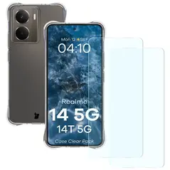 Etui + 2x szkło na ekran Bizon Case Clear Pack do Realme 14 5G / 14T 5G