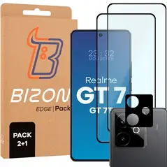 2x szkło na ekran + 1x szkło na aparat Bizon Edge 2 Pack do Realme GT 7 / 7T