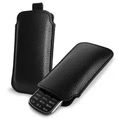 Skórzane etui wsuwane LURESKO SLEEVE XS na małe telefony / telefony klawiszowe 119mm x 53mm (czarny)