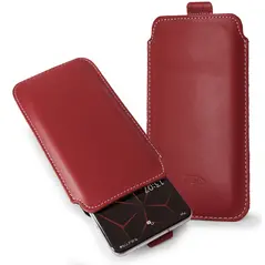Skórzane etui wsuwane LURESKO NEW LILLA XXXL wsuwka na telefon 6.5' - 6.9' (czerwony gładki biała nić)