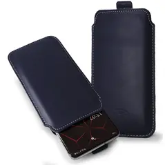 Skórzane etui wsuwane LURESKO LILLA XXXL wsuwka na telefon 6.5' - 6.9' (niebieski gładki biała nić)