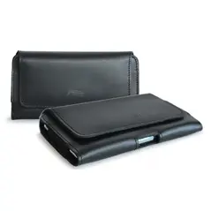 Skórzana kabura LURESKO FREYA S do paska etui na telefon 131x62x12mm - CZARNY GŁADKI