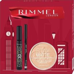 Rimmel Zestaw wydłużający tusz do rzęs 8ml + matujący puder do twarzy 14g + kredka do oczu 1.2g