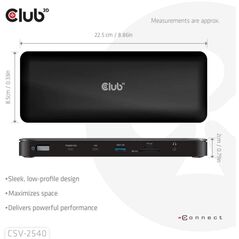 Club3D Dokovací stanice USB-C 14v1, 2xHDMI, 2xDP, 3xUSB-C, 1xUSB-C PD, 2xUSB, 1xRJ45, 1x3.5mm, microSD/SD, černá
